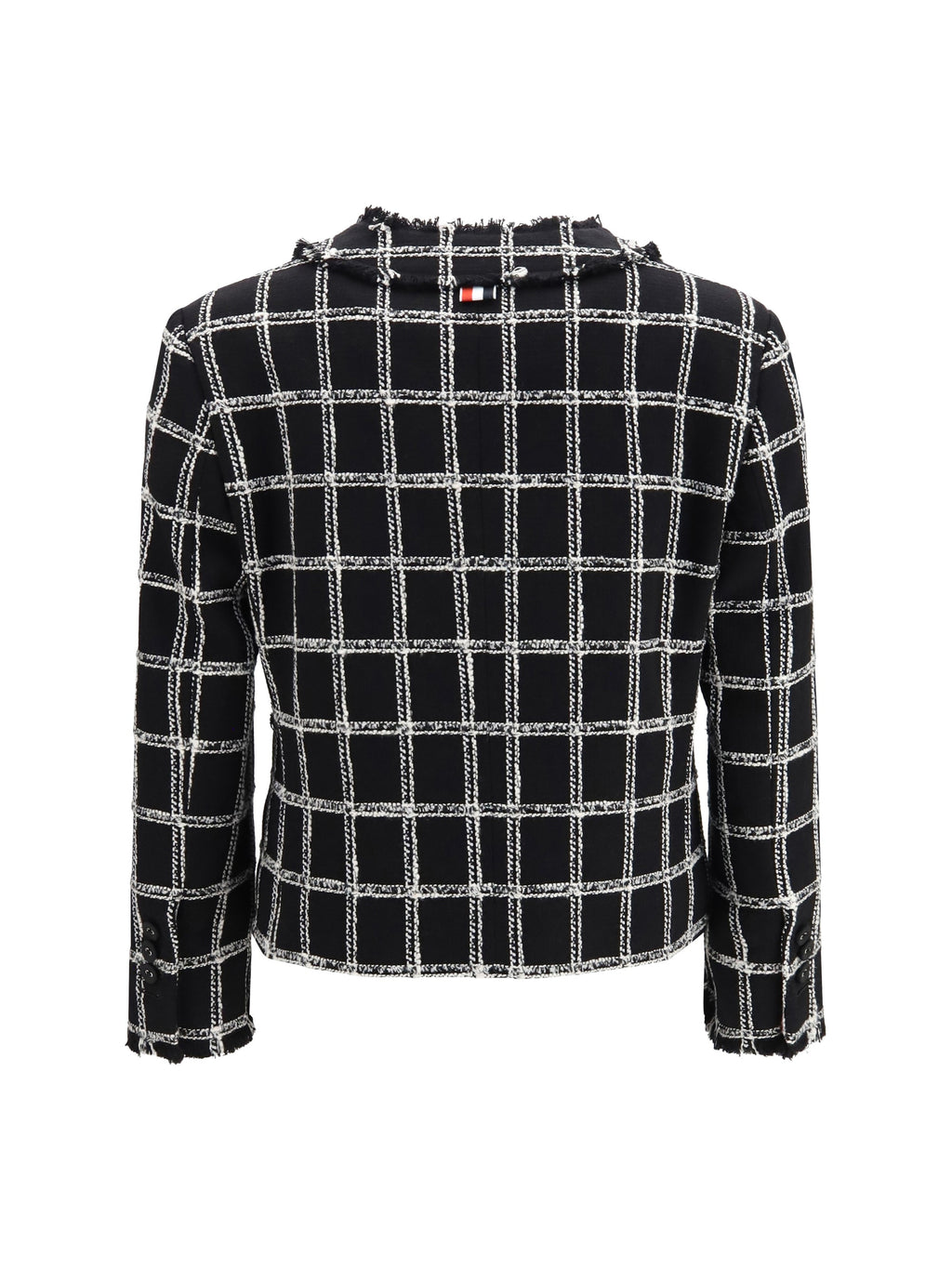 Thom Browne Checked Tweed Cardigan Blazer — Black