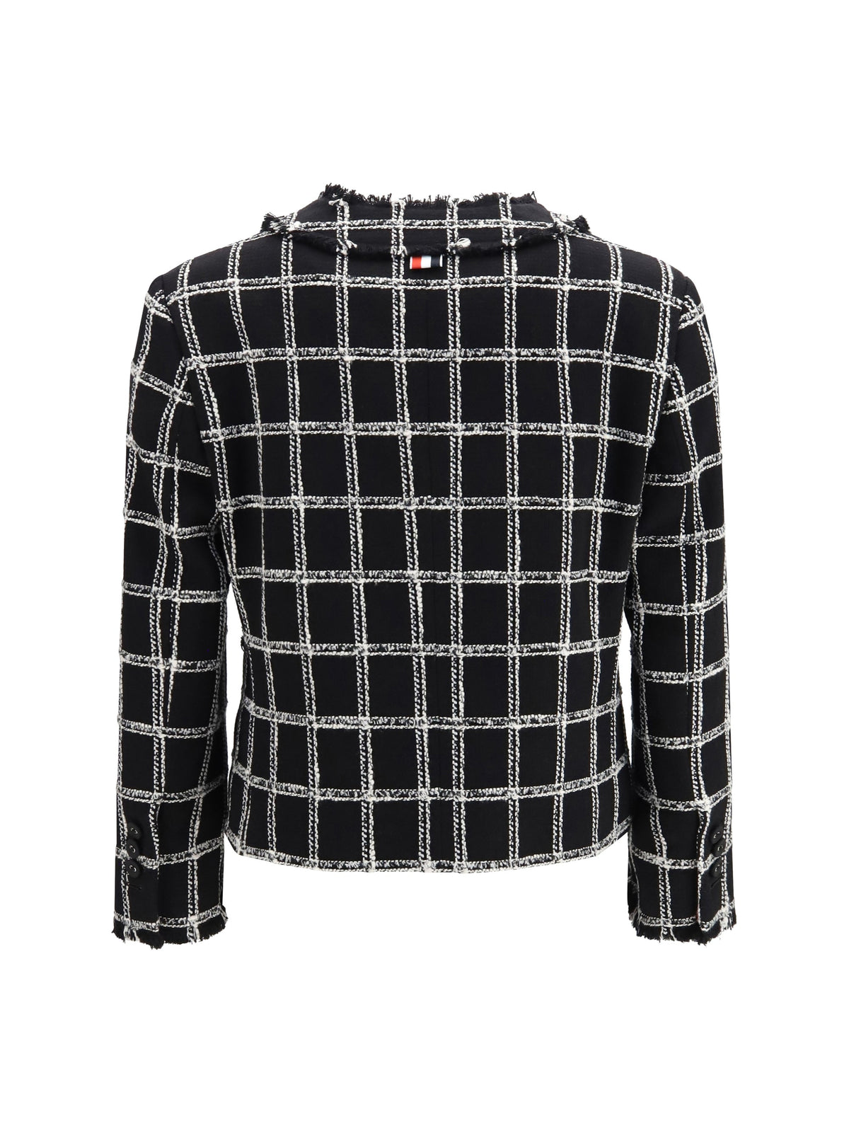Thom Browne Checked Tweed Cardigan Blazer — Black