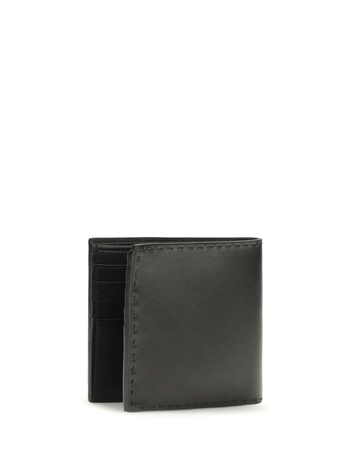 Prada Antiqued Calfskin Wallet — Black