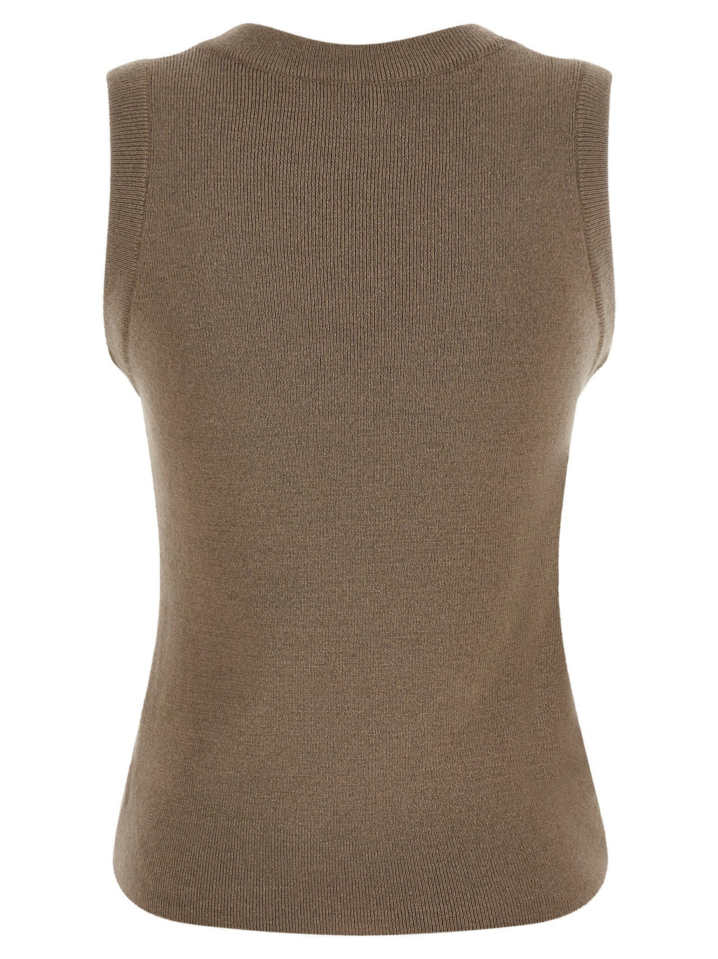 Giuseppe Di Morabito Crystal-Brooch Asymmetrical Knit Tank Top — Taupe