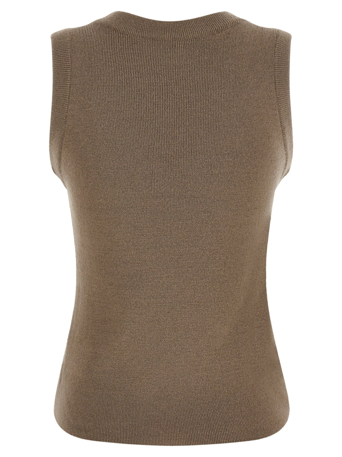 Giuseppe Di Morabito Crystal-Brooch Asymmetrical Knit Tank Top — Taupe