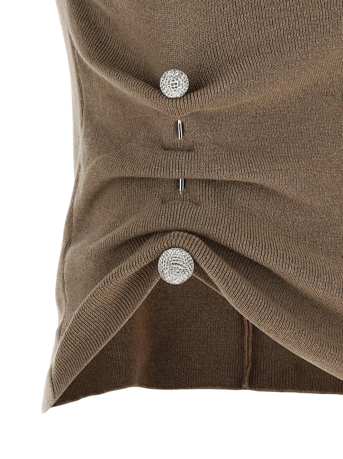 Giuseppe Di Morabito Crystal-Brooch Asymmetrical Knit Tank Top — Taupe
