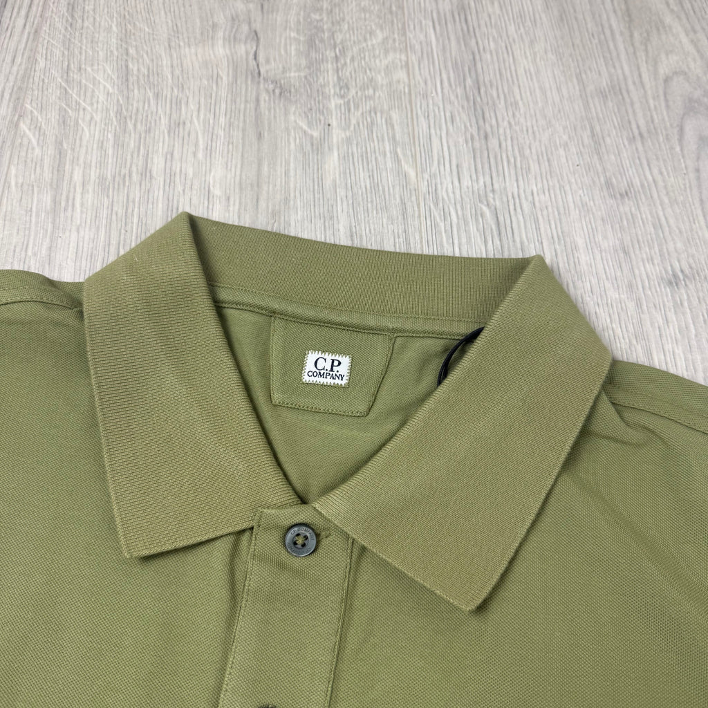 CP Company Piquet Polo Shirt - Dried Herb