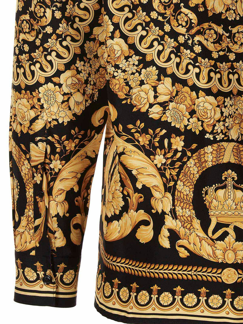Versace Barocco-Print Silk Shirt — Black