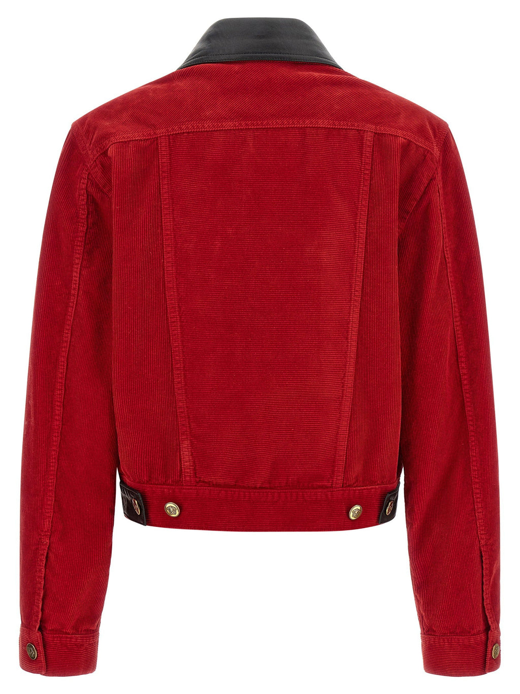 Versace Corduroy with Leather Collar Jacket — Red