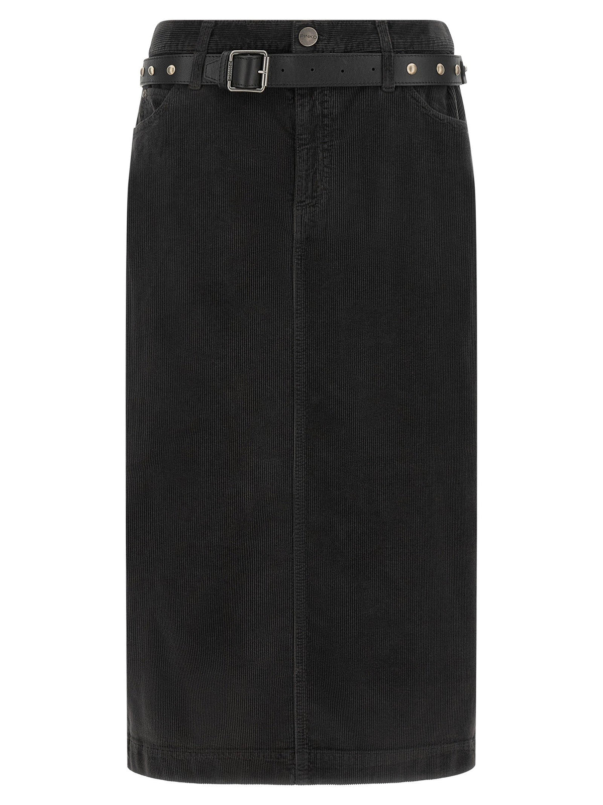 Pinko Corduroy Midi Skirt — Black