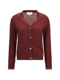Thom Browne Merino Wool V-Neck Cardigan — Burgundy