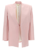 Victoria Beckham Single-Breasted Viscose Blend Blazer — Pink