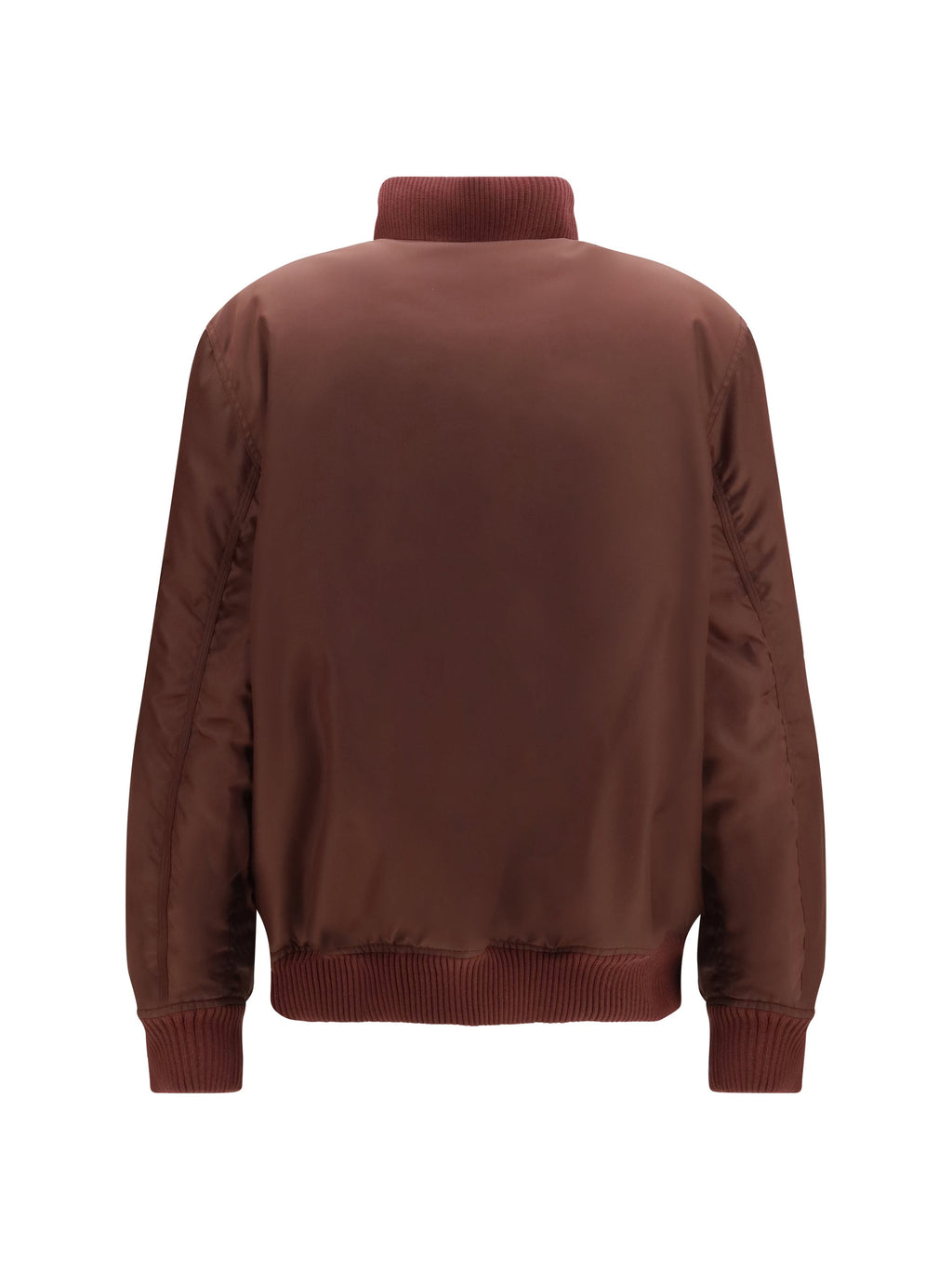 Off-White Embroidered Logo Nylon Bomber Jacket — Brown