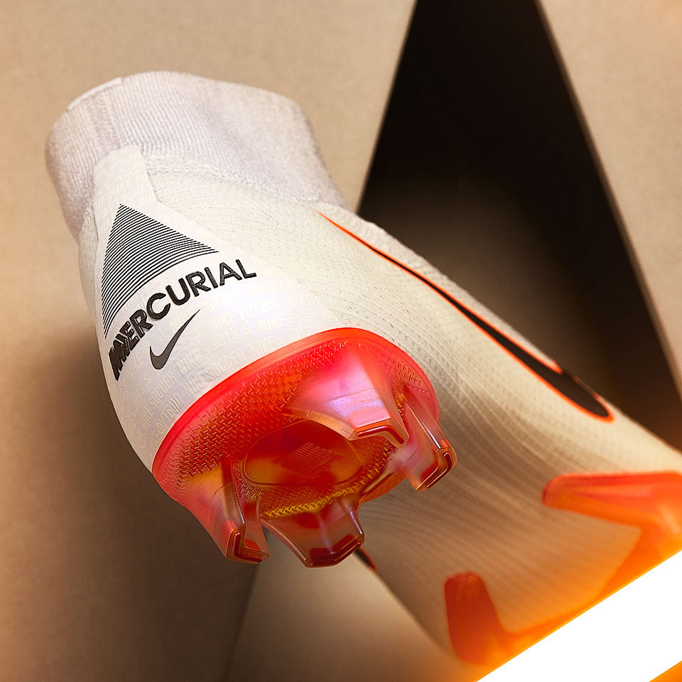 Nike Mercurial Superfly VI Elite FG - White/Metallic Cool Grey/Total Orange