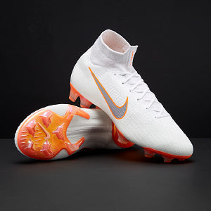 Nike Mercurial Superfly VI Elite FG - White/Metallic Cool Grey/Total Orange