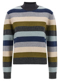 Tory Burch Striped Wool Sweater — Navy