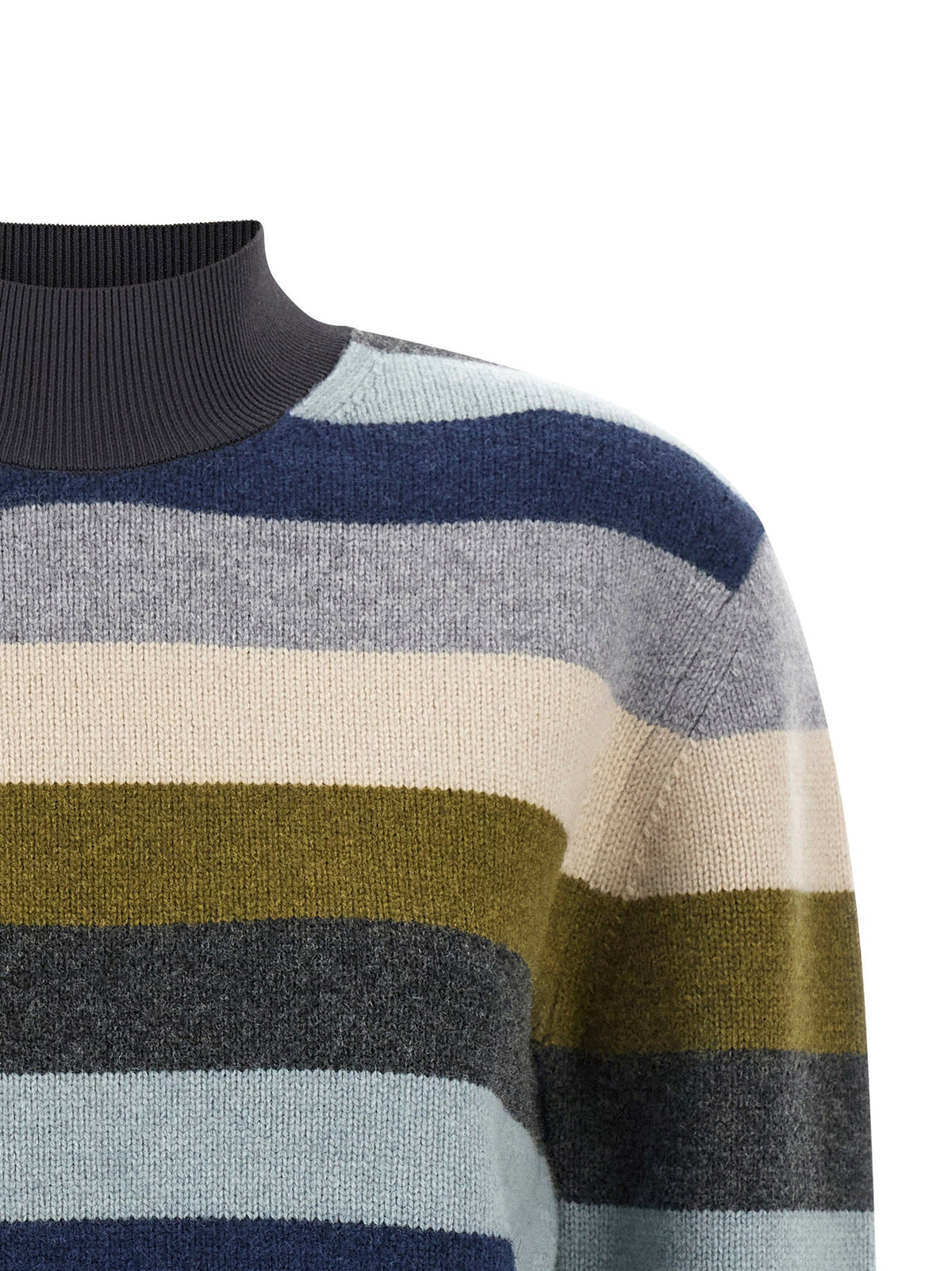 Tory Burch Striped Wool Sweater — Navy