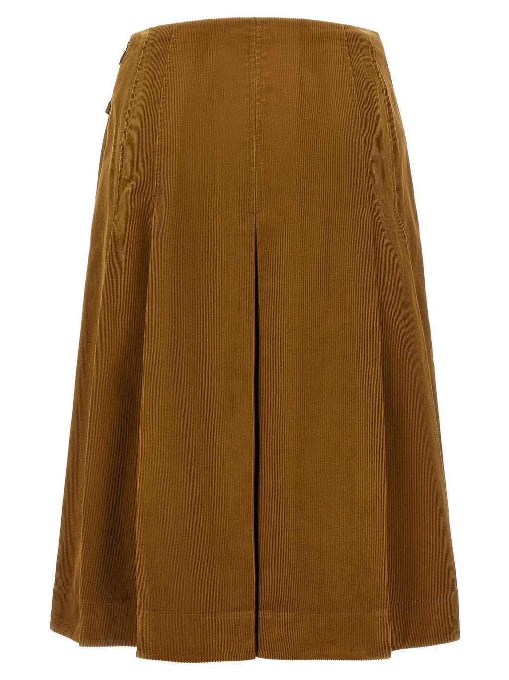 Tory Burch Pleated Corduroy Skirt — Camel