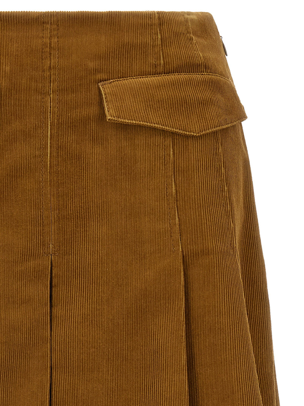 Tory Burch Pleated Corduroy Skirt — Camel