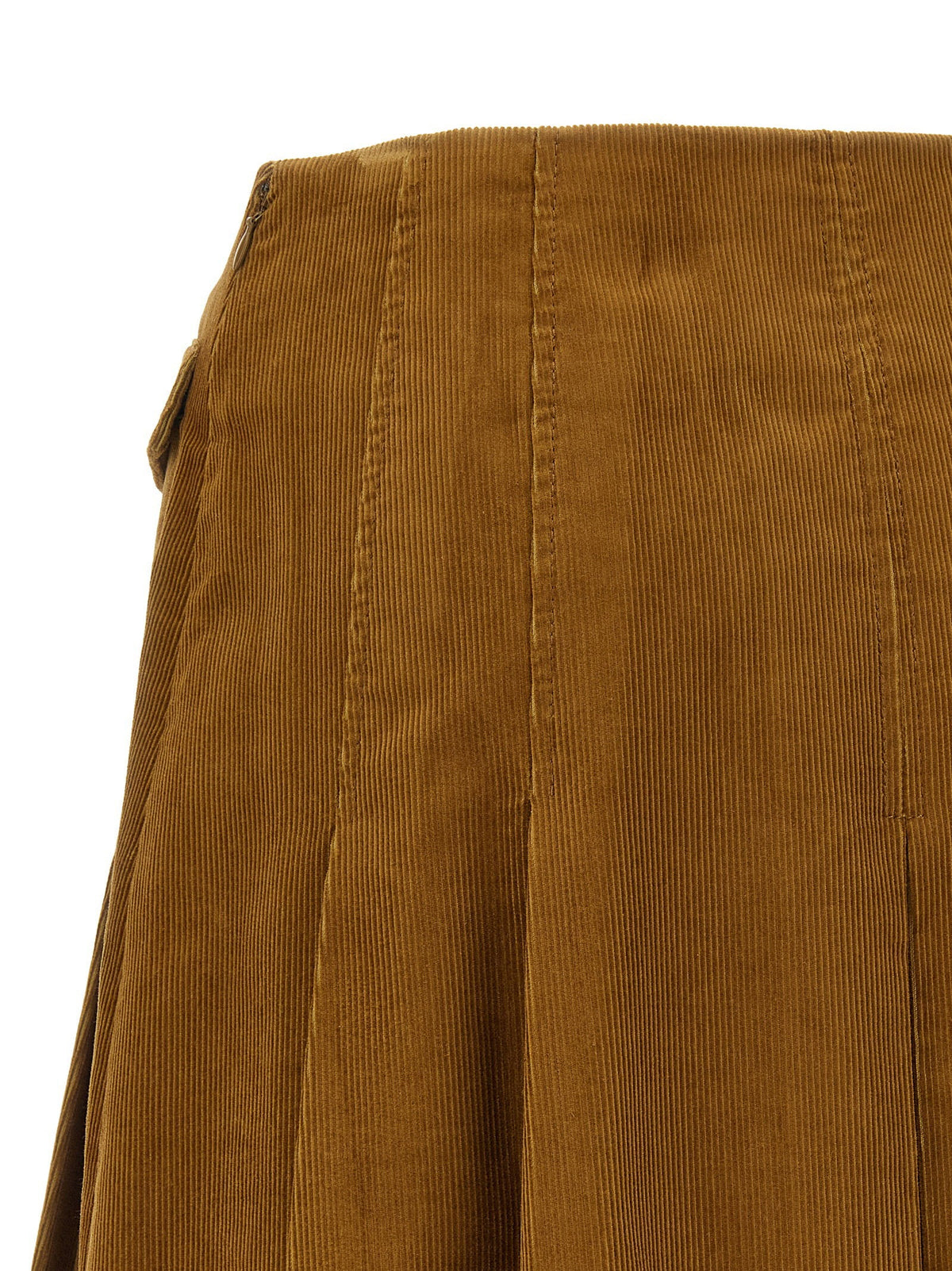 Tory Burch Pleated Corduroy Skirt — Camel