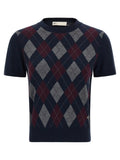 Tory Burch Argyle Knit Sweater — Navy