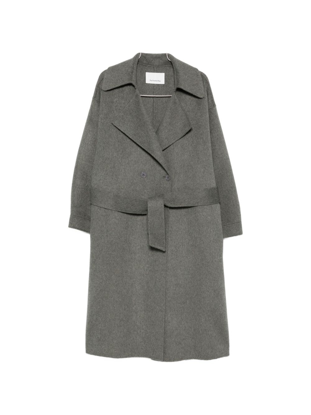 032C Wool Blend Notched-Lapel Coat — Grey