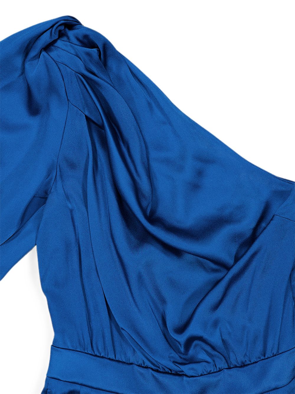 Stella McCartney One-Shoulder Draped Satin Jumpsuit — Blue