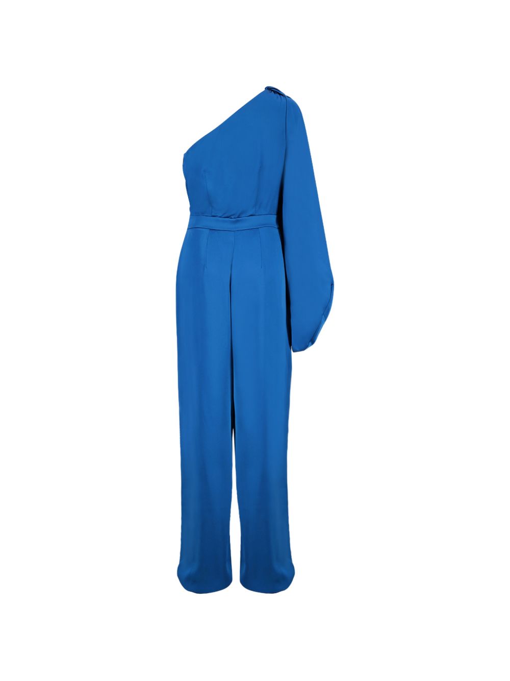 Stella McCartney One-Shoulder Draped Satin Jumpsuit — Blue