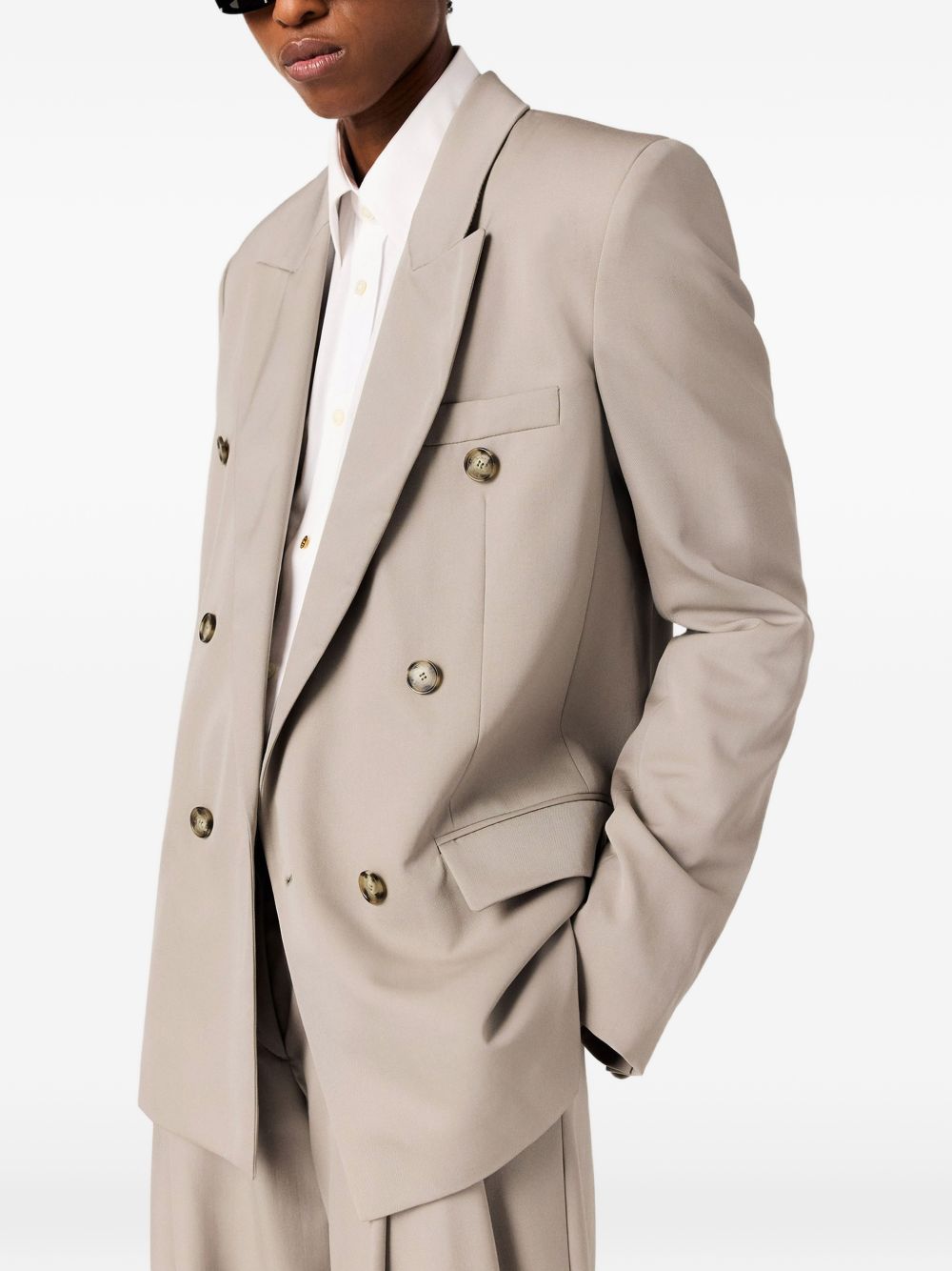 Stella McCartney Wool Double-Breasted Blazer — Beige
