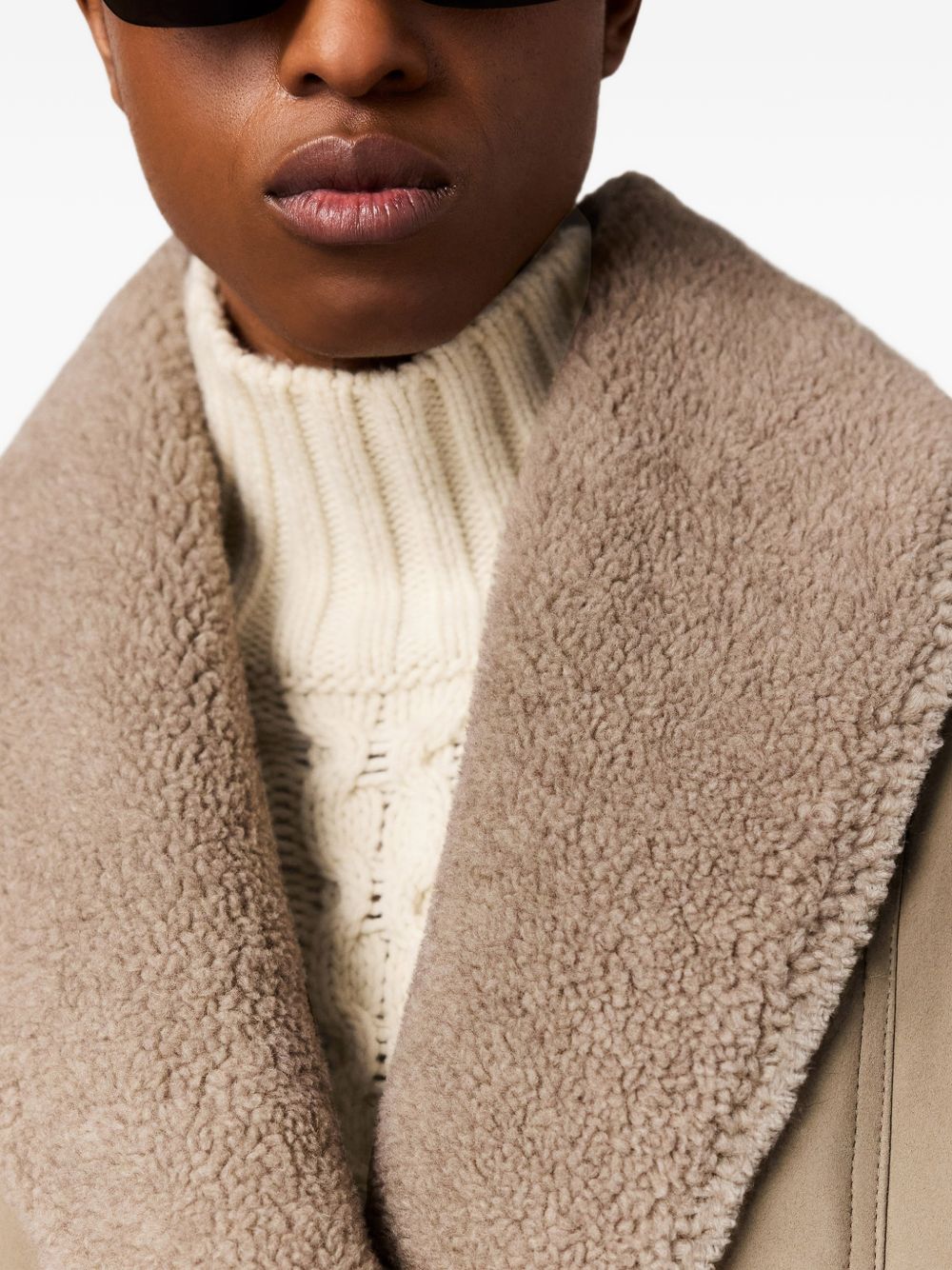 Stella McCartney Faux-Shearling Collar Jacket — Beige