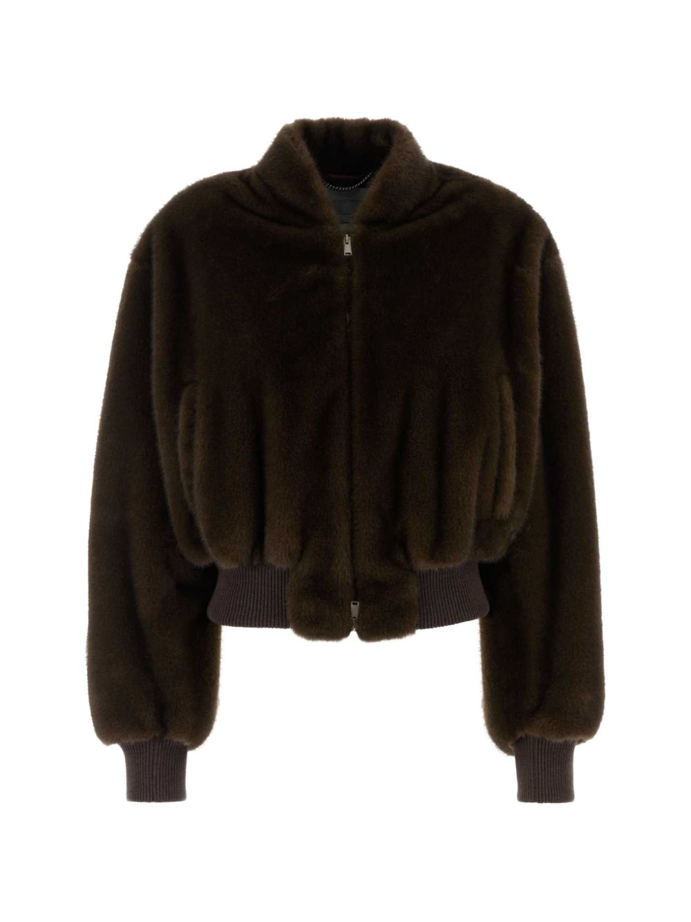 Stella McCartney Mink-Inspired Faux-Fur Bomber Jacket — Brown