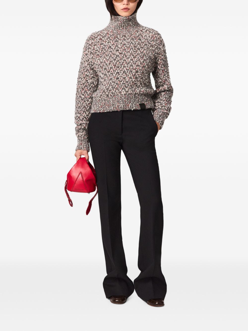 Stella McCartney Textured Knit Wool Blend Sweater — Grey