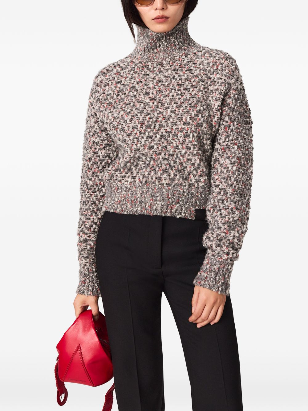 Stella McCartney Textured Knit Wool Blend Sweater — Grey