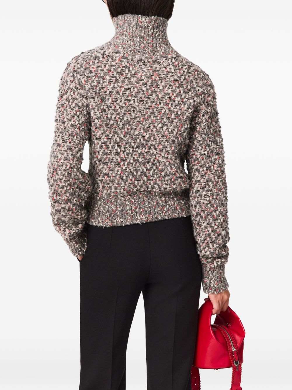 Stella McCartney Textured Knit Wool Blend Sweater — Grey