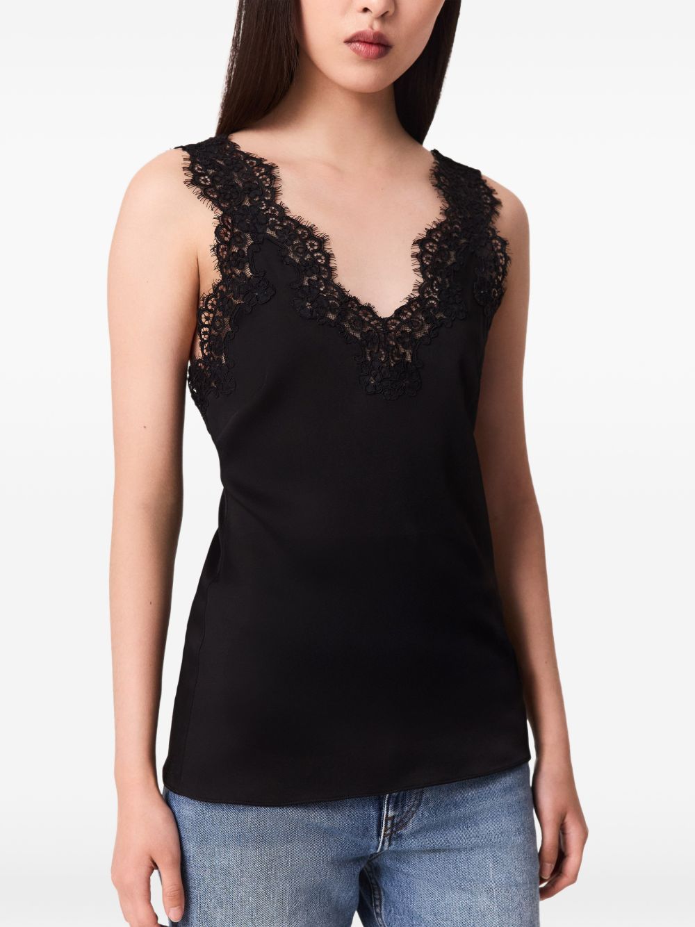 Stella McCartney Lace-Trimmed Tank Top — Black