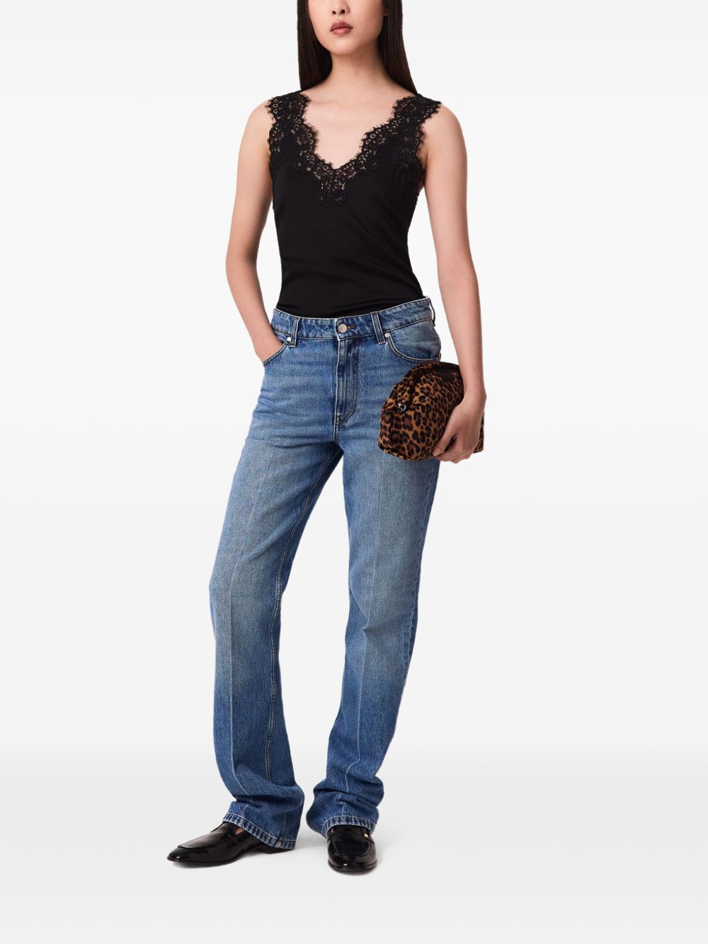 Stella McCartney Lace-Trimmed Tank Top — Black