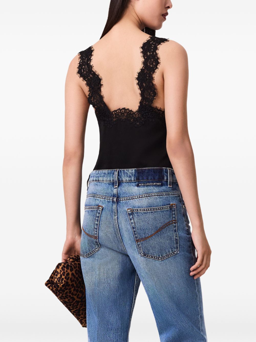 Stella McCartney Lace-Trimmed Tank Top — Black