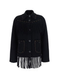 GUEST IN RESIDENCE Fringed Cashmere & Wool Jacket — Black