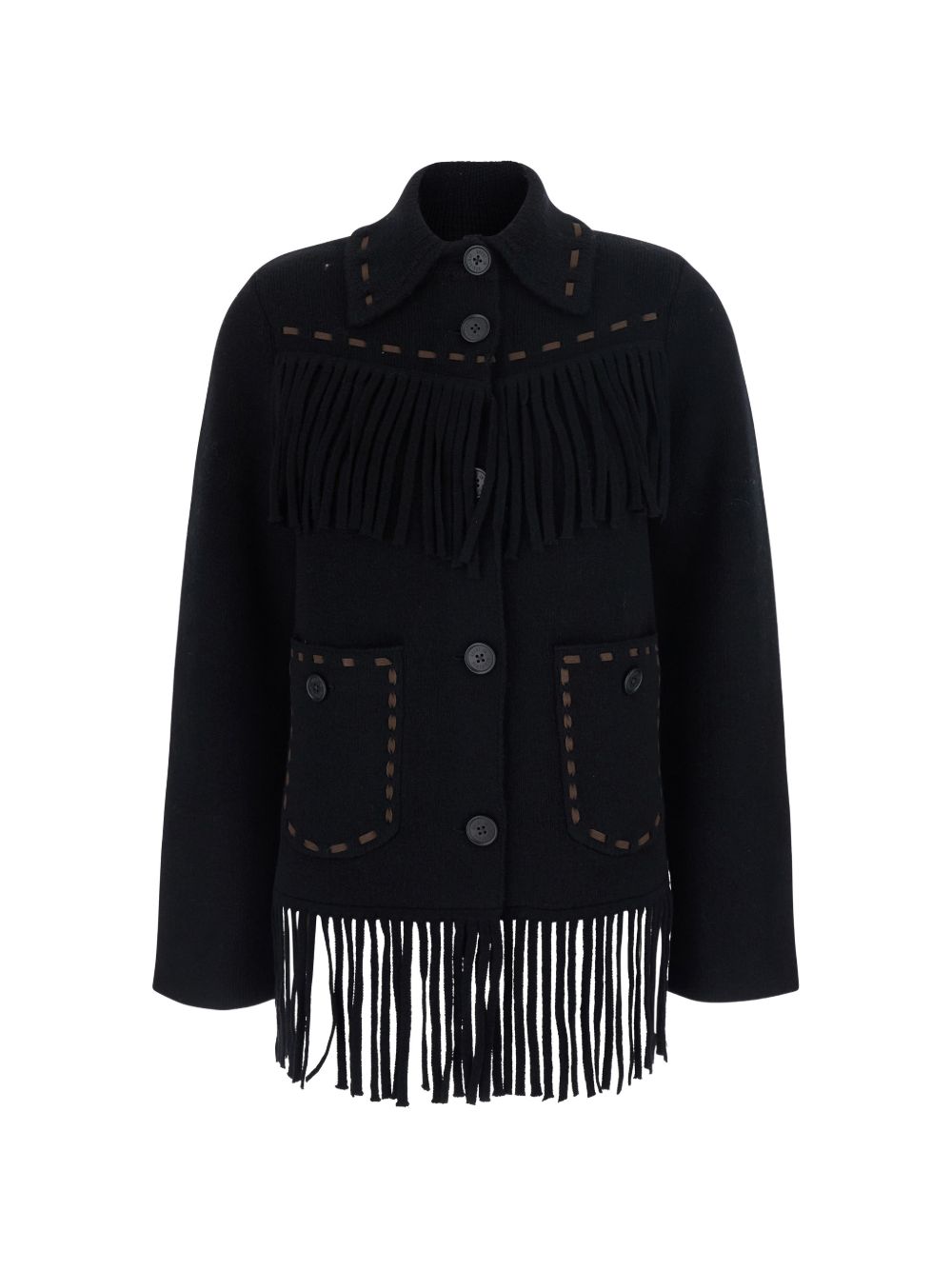 GUEST IN RESIDENCE Fringed Cashmere & Wool Jacket — Black