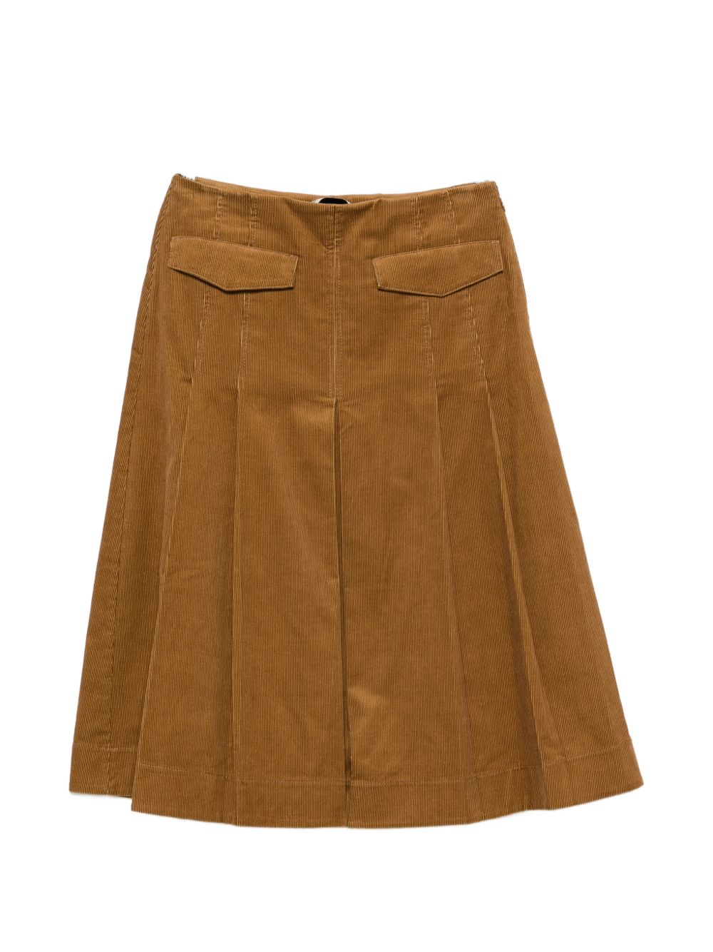Tory Burch Corduroy Pleated Skirt — Brown