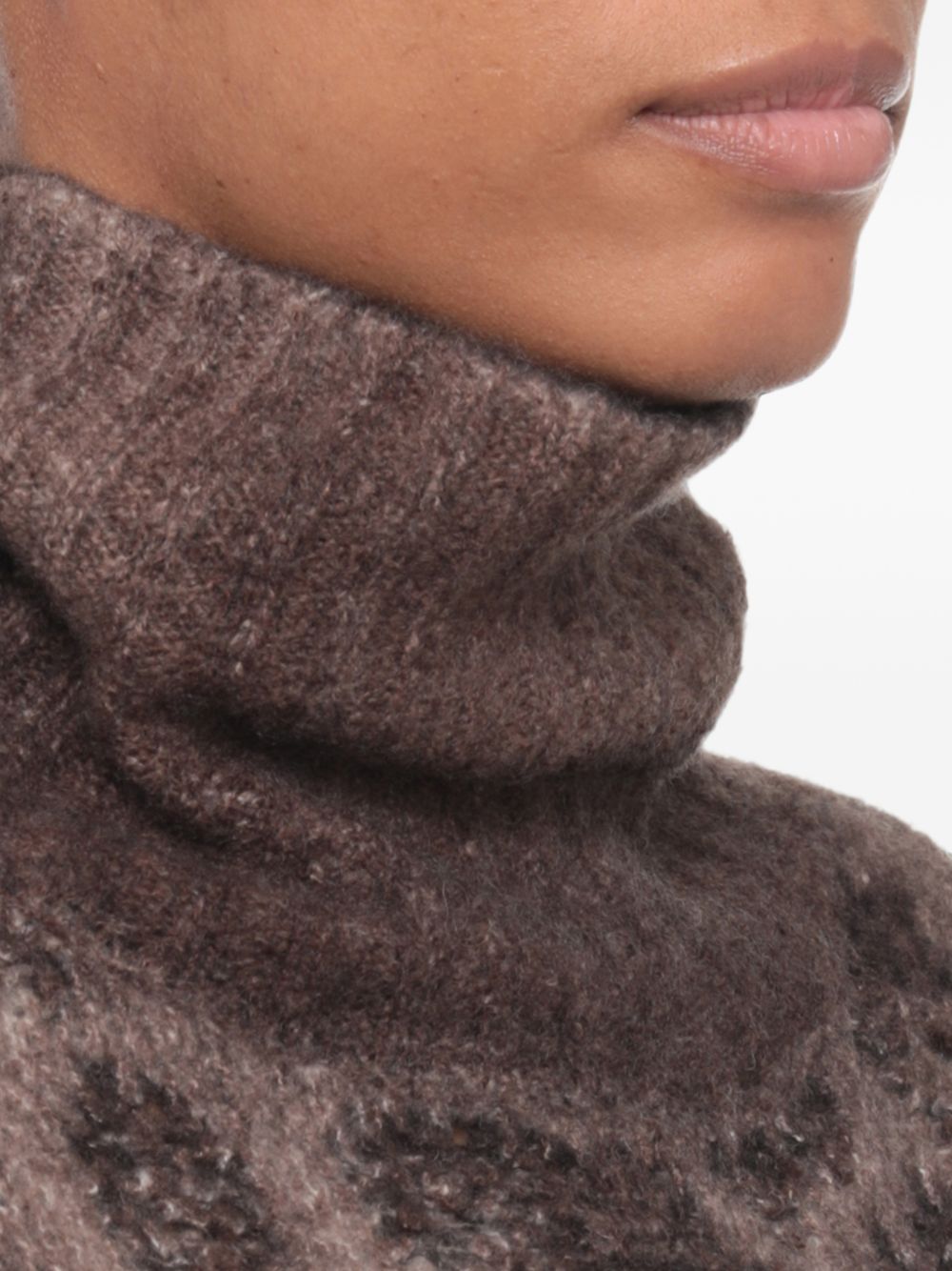 Avant Toi Cashmere Jacquard Turtleneck Sweater — Taupe