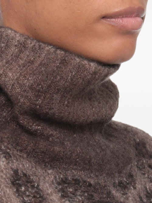 Avant Toi Cashmere Jacquard Turtleneck Sweater — Taupe