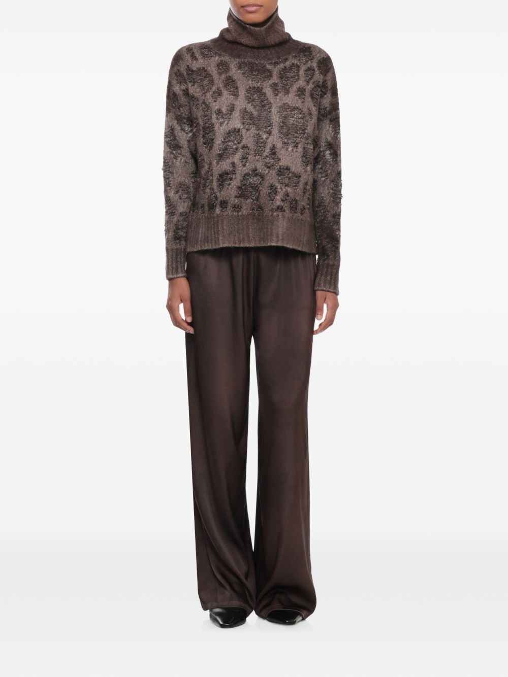 Avant Toi Cashmere Jacquard Turtleneck Sweater — Taupe