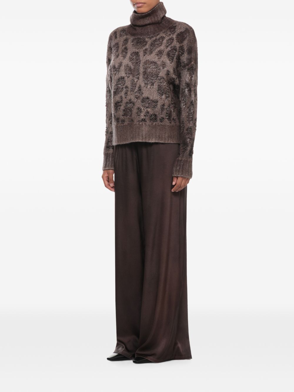 Avant Toi Cashmere Jacquard Turtleneck Sweater — Taupe