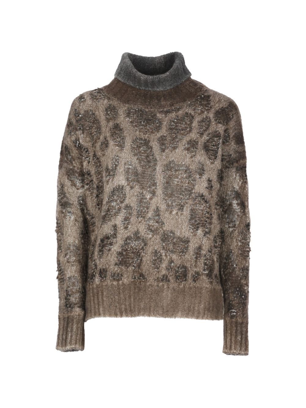 Avant Toi Cashmere Jacquard Turtleneck Sweater — Taupe