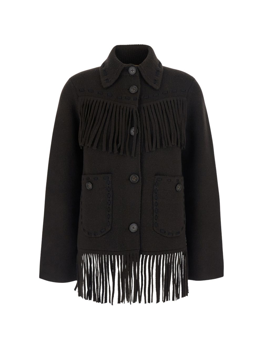 GUEST IN RESIDENCE Fringed Cashmere Wool Jacket — Black