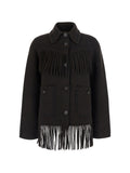 GUEST IN RESIDENCE Fringed Cashmere Wool Jacket — Black