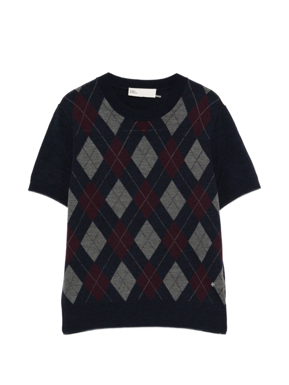 Tory Burch Argyle Knit Sweater — Navy