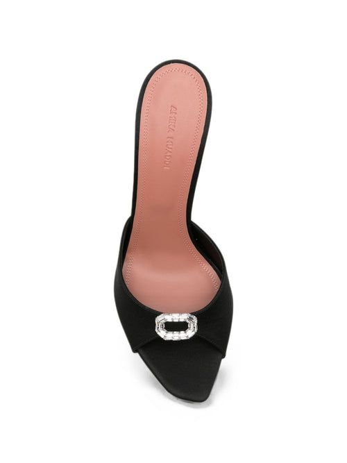 Amina Muaddi Suede High Heel Mule — Black