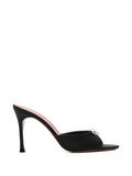 Amina Muaddi Suede High Heel Mule — Black