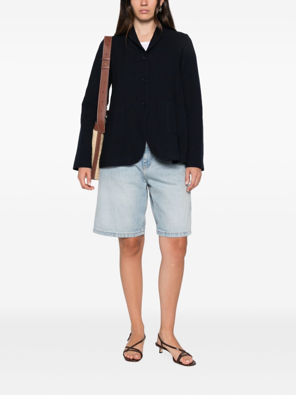 Apuntob Wool-Cotton Twill Blazer — Navy