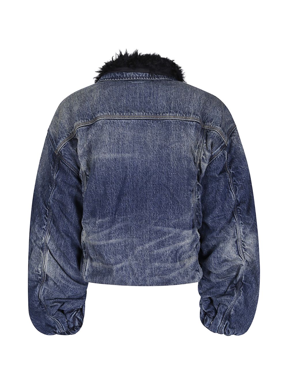 Diesel Faux-Fur Trim Denim Jacket — Navy