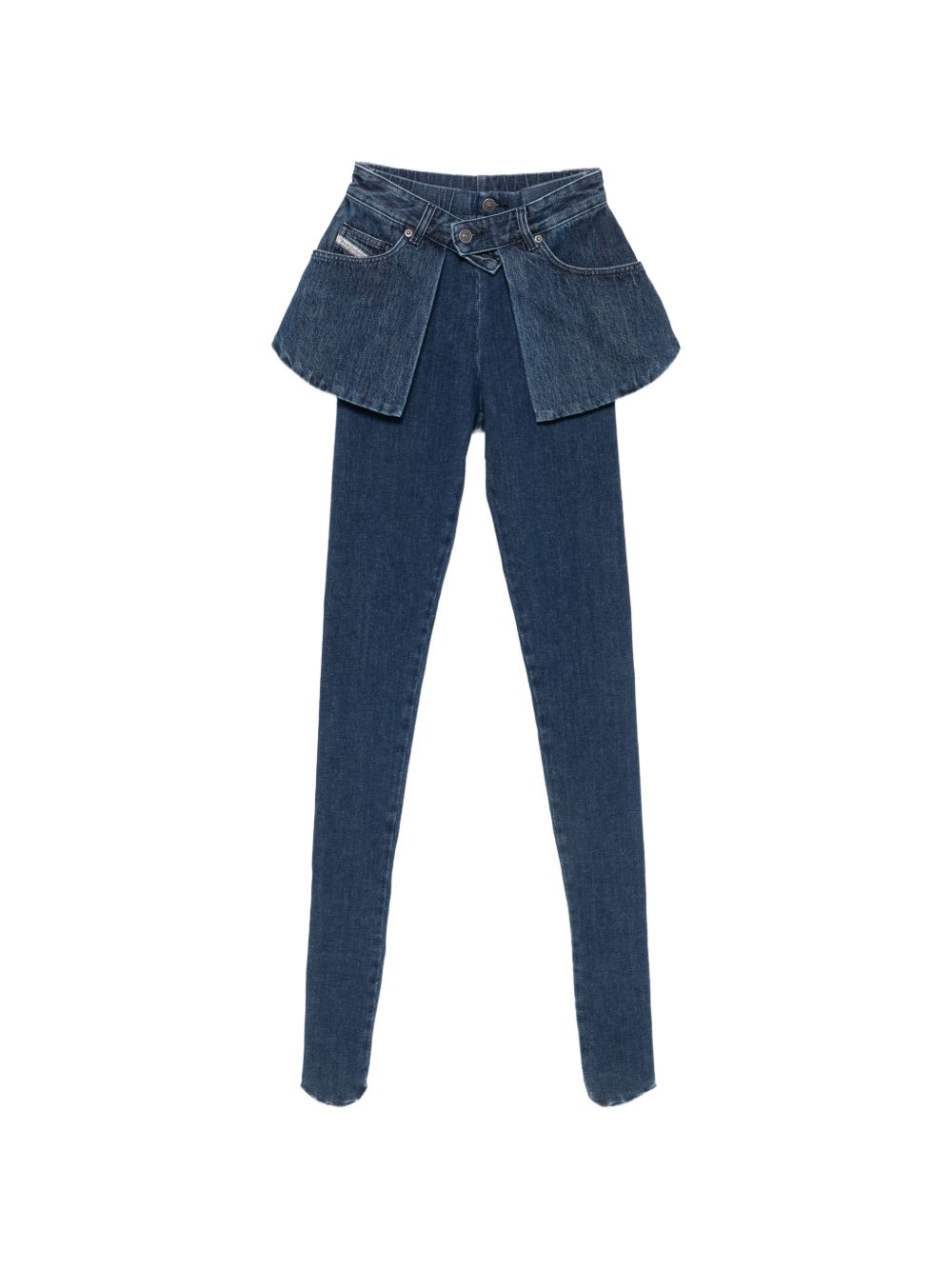 Diesel Skinny Denim with Peplum Detail Jeans — Navy