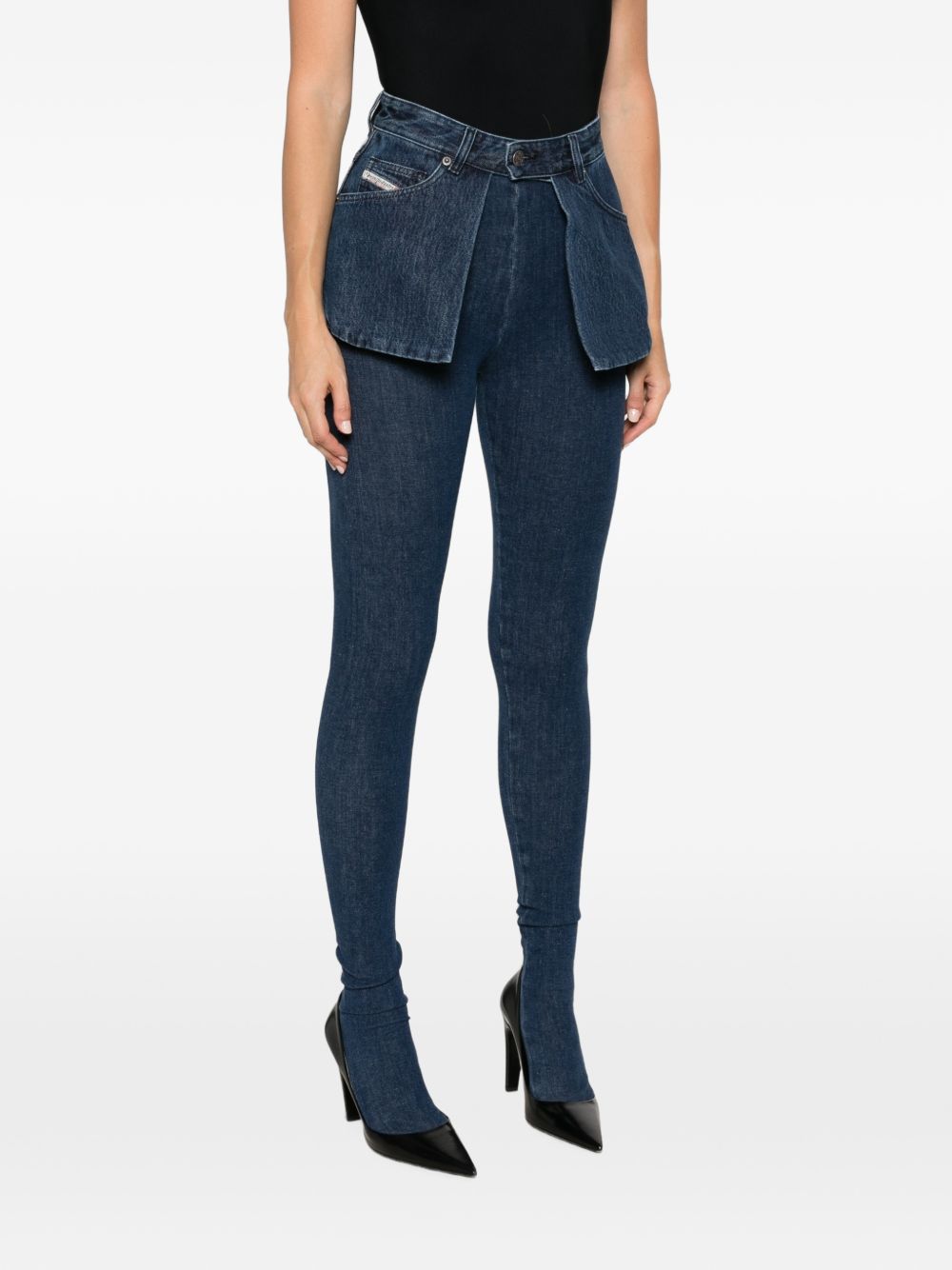 Diesel Skinny Denim with Peplum Detail Jeans — Navy